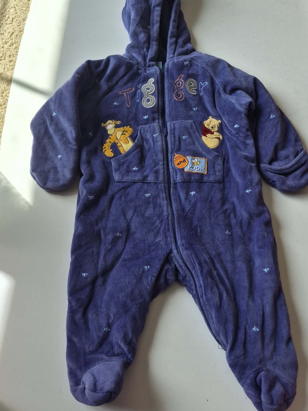 Disney Navy Blue Winnie the Pooh & Tigger Hooded Footie